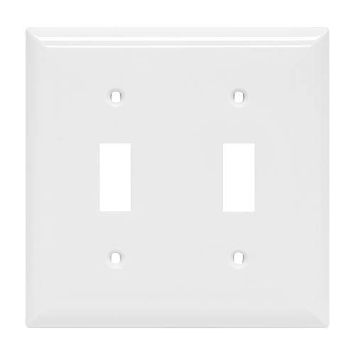 Power Gear Double Wall Plates Cover, 2 Gang, Light switch cover, 0.32" x 4.47", Outlet Covers, Screws Included, White, 44756 - Image 1