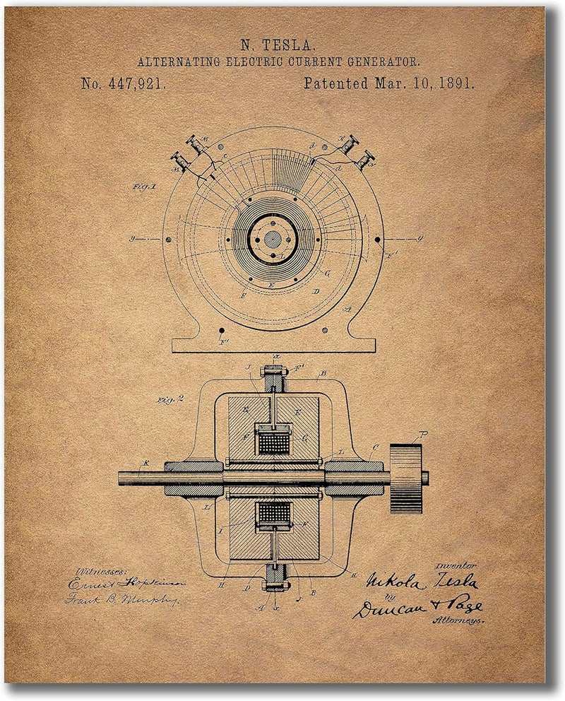 BigWig Prints Tesla Patent Wall Art - Set of 6 Vintage (8 inches x 10 inches) Photos - Image 5
