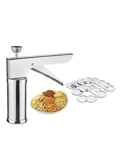 KHUSHIYA ENTERPRISE KHUSHIYA ENTERPRISE Stainless Steel Kitchen Press Sev Sancha with 15 Different Types of JaliesMurukku MakerBhujiya MakerNoodlesCookiesNamkeenChakali MakerIdiyappamSev MakerFarsan Maker  - Image 1