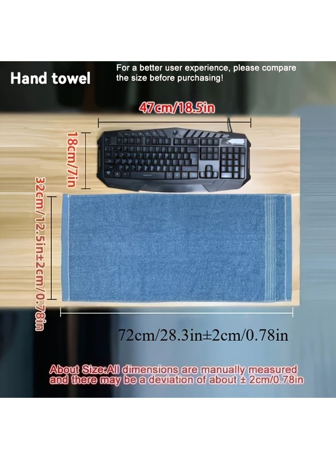 Blue Cotton Bath Towel Super Absorbent Quick Drying Soft Breathable 28x13 Inch - Image 3