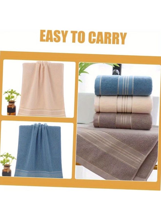 Blue Cotton Bath Towel Super Absorbent Quick Drying Soft Breathable 28x13 Inch - Image 2