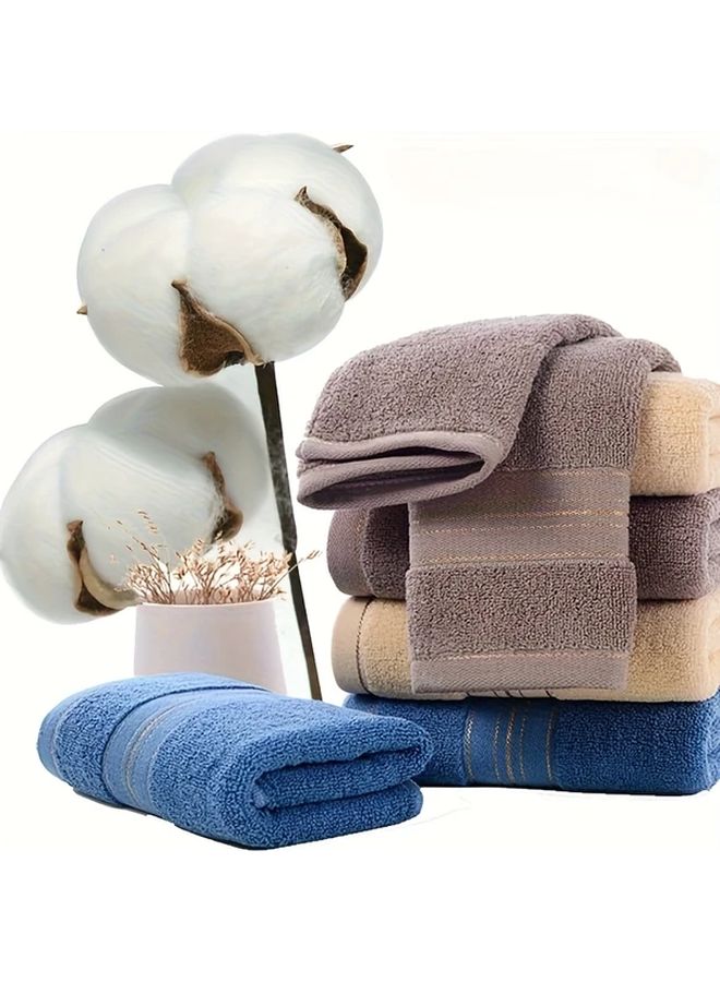 Blue Cotton Bath Towel Super Absorbent Quick Drying Soft Breathable 28x13 Inch - Image 1