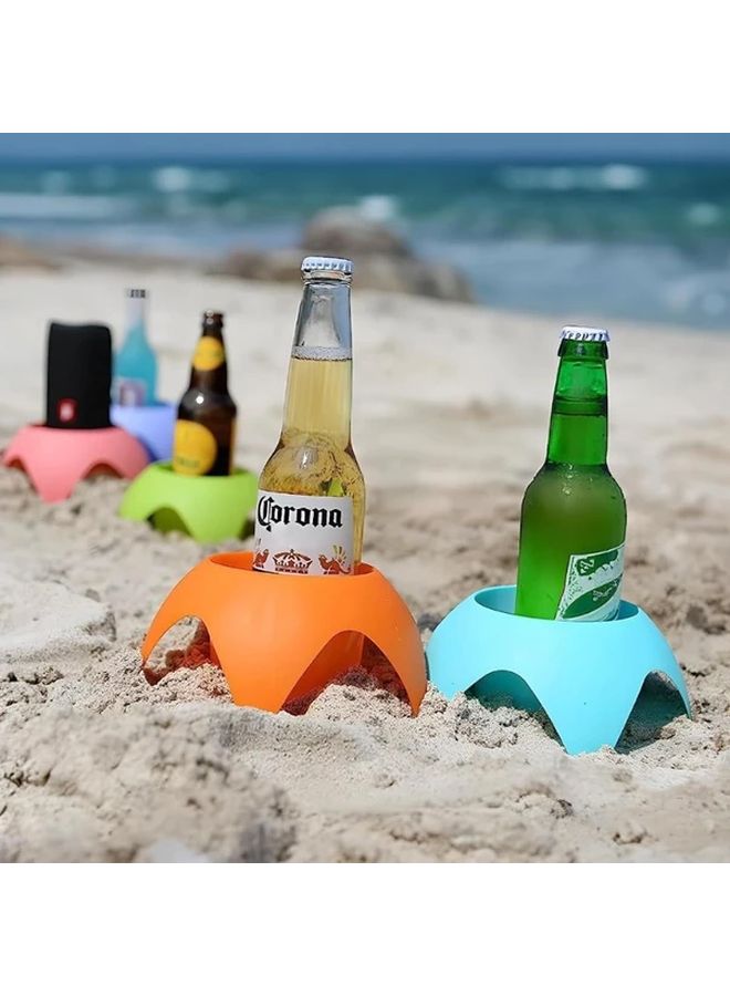 Orange Portable Beach Cup Holder Storage Tray For Sand Tray With Cup Holders - Image 1