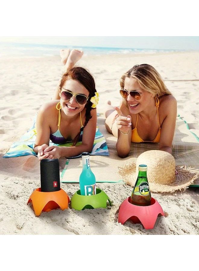Orange Portable Beach Cup Holder Storage Tray For Sand Tray With Cup Holders - Image 2