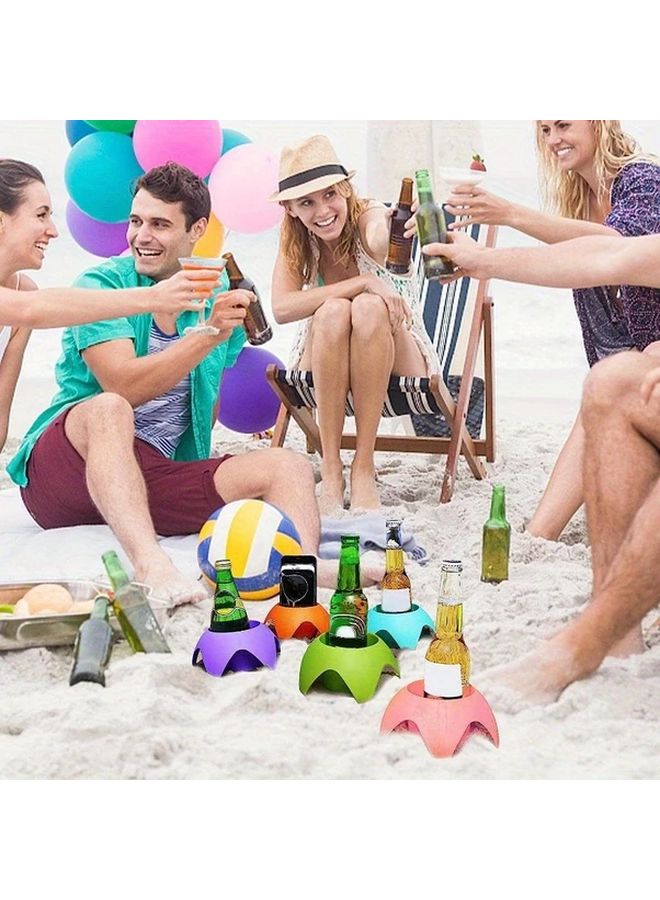 Orange Portable Beach Cup Holder Storage Tray For Sand Tray With Cup Holders - Image 5