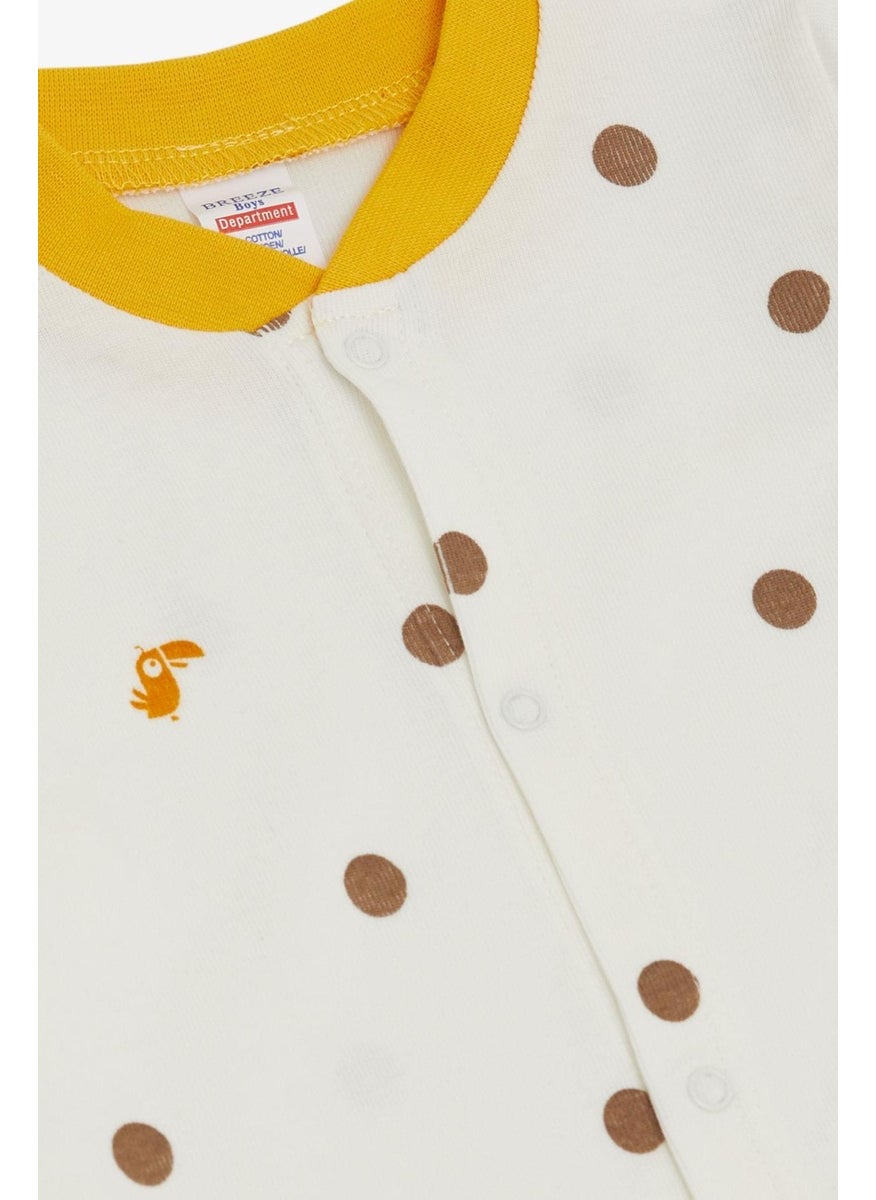 Breeze Baby Boy Booties Jumpsuit Cute Toucan Bird Patterned Polka Dot 0-6 Months, Ecru  - Image 2