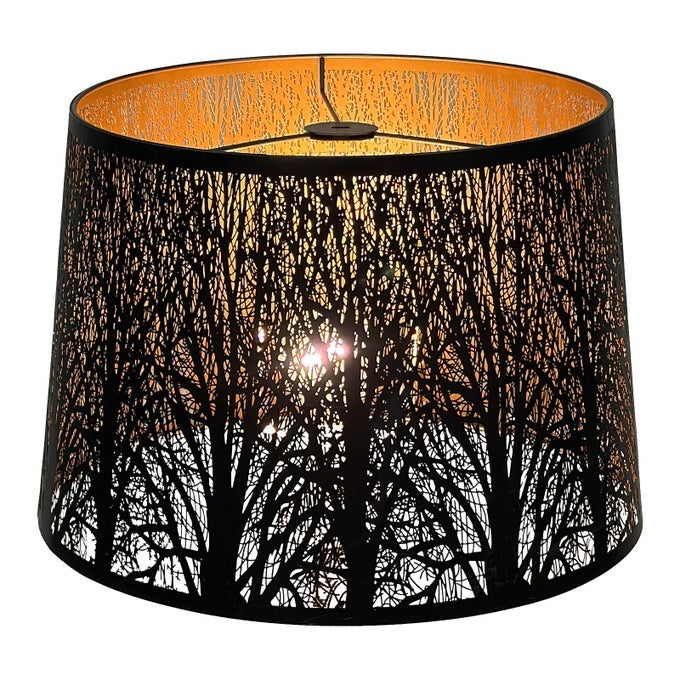DRUM BIG LAMPSHADES 12X14X10 INCH FOR TABLE LAMP AND FLOOR LIGHT METAL ETCHING PROCESS LARGE LAMP WITH PATTERN OF TREES SPIDER
