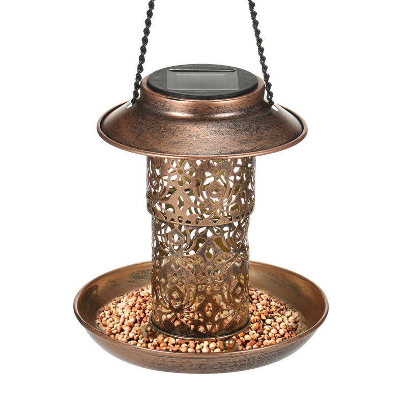 Neoglint Solar Bird Feeder Outdoor Hanging Garden Lantern Retractable Wild Birds Feeder Yard Lamp with S Hook IP45 Weatherproof for Bird Lovers - Image 1