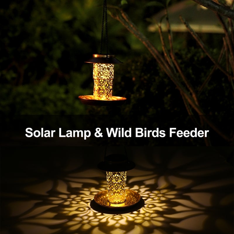 Neoglint Solar Bird Feeder Outdoor Hanging Garden Lantern Retractable Wild Birds Feeder Yard Lamp with S Hook IP45 Weatherproof for Bird Lovers - Image 3