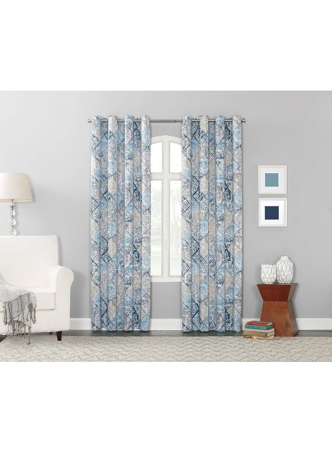 Sun Zero Reardon Global Medallion Print Energy Efficient Grommet Curtain Panel 54 x 84 Indigo - Image 3