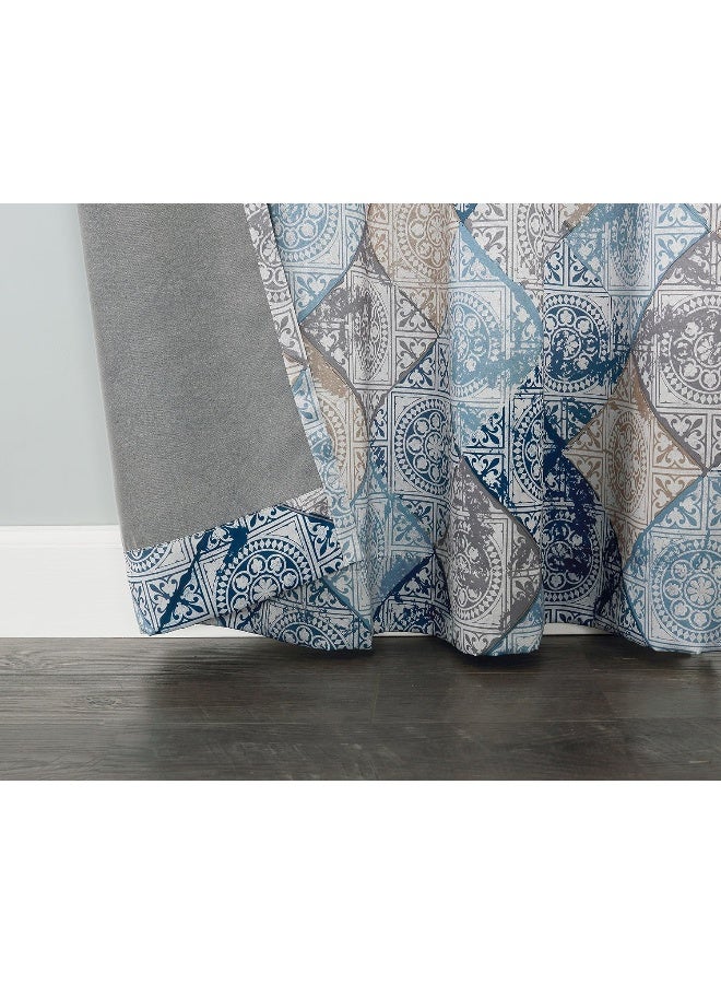 Sun Zero Reardon Global Medallion Print Energy Efficient Grommet Curtain Panel 54 x 84 Indigo - Image 5