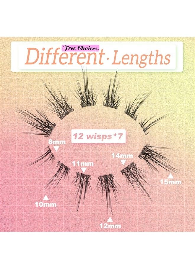 Alice - False Eyelashes Cluster Lashes 84 Wisps Mixed Lengths Natural Manga Lashes Clear Band D Curl Cat Eye DIY Anime Eyelashes Lightweight Soft Wispy Individual Japanese Eyelashes Extension by ALICE - Image 1