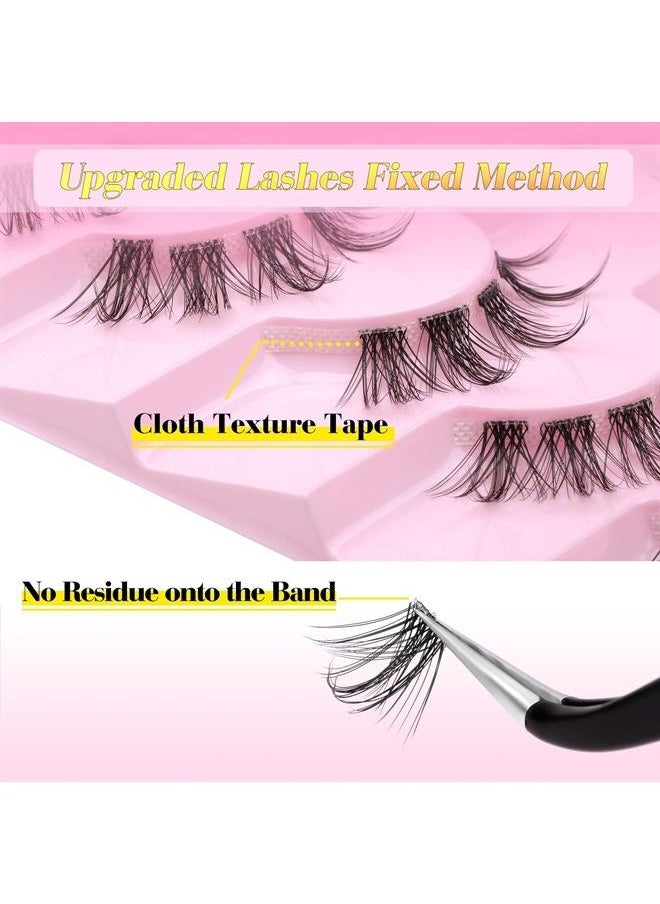 Alice - False Eyelashes Cluster Lashes 84 Wisps Mixed Lengths Natural Manga Lashes Clear Band D Curl Cat Eye DIY Anime Eyelashes Lightweight Soft Wispy Individual Japanese Eyelashes Extension by ALICE - Image 1