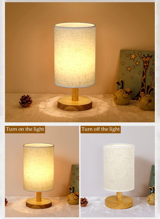 DUNISO مصباح طاولة بجانب السرير، مصباح غرفة نوم قماشي USB، مصباح طاولة بجانب السرير من الكتان، مع ظل مصباح دائري، مناسب لغرفة المعيشة، الدراسة، غرفة النوم، المكتب - Image 3