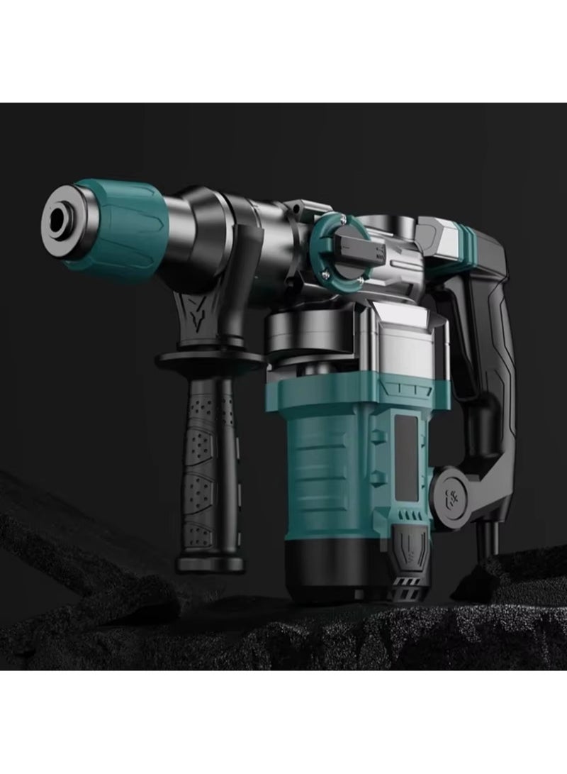 EzzySo Electric Hammer Drill, Vibration Control and Safety Clutch, 2200W Heavy Duty, Including 3 Drill Bits, Flat Chisels, Point Chisels, 360°Rotating Handle, with Carrying Case - Image 2