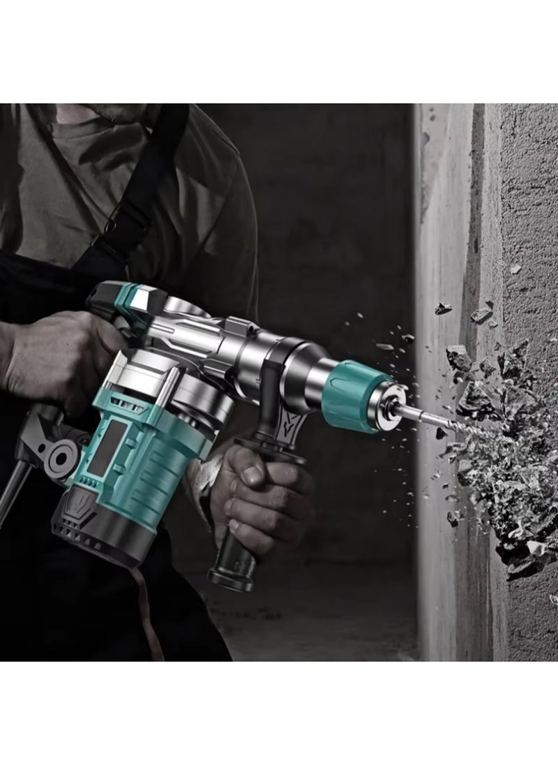 EzzySo - Electric Hammer Drill, Vibration Control and Safety Clutch, 2200W Heavy Duty, Including 3 Drill Bits, Flat Chisels, Point Chisels, 360°Rotating Handle, with Carrying Case - Image 1
