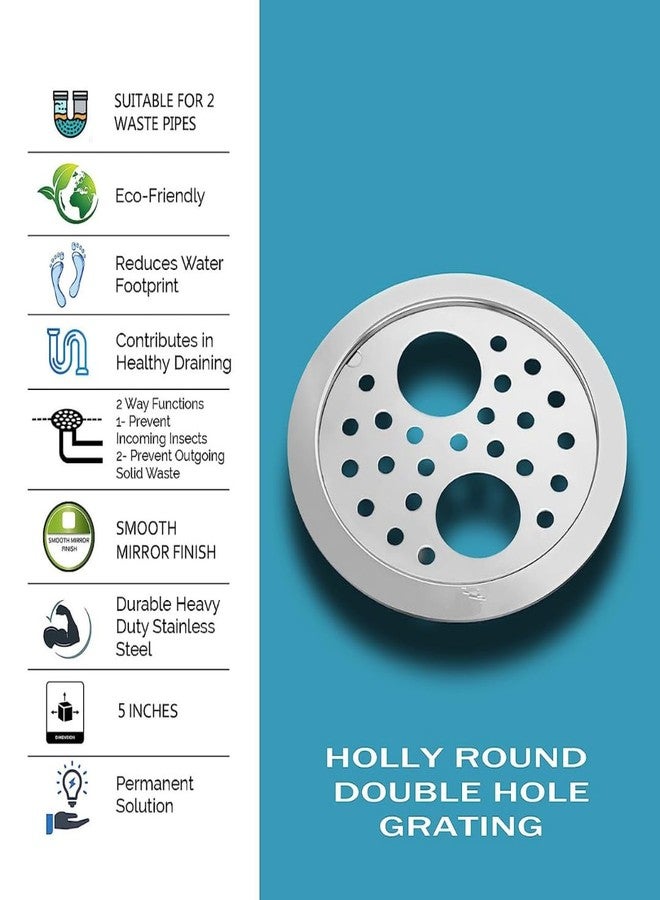 BATHONIX Stainless Steel 5" Inch Holly Round Double Hole Lock Jali for Bathroom & Kitchen (Pack of 1) - Image 5