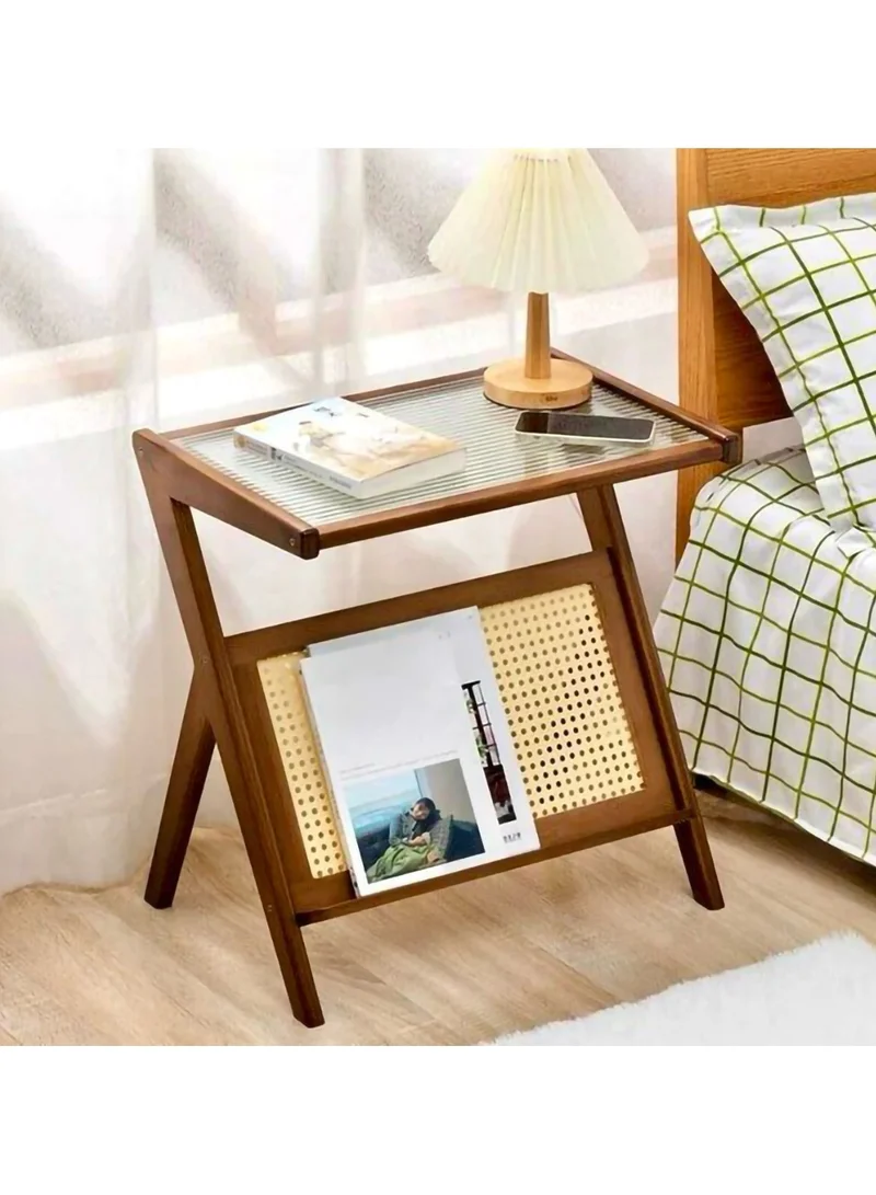 Quesera  Natural Brown Rattan and woodside table by Quesera  | Best Price UAE