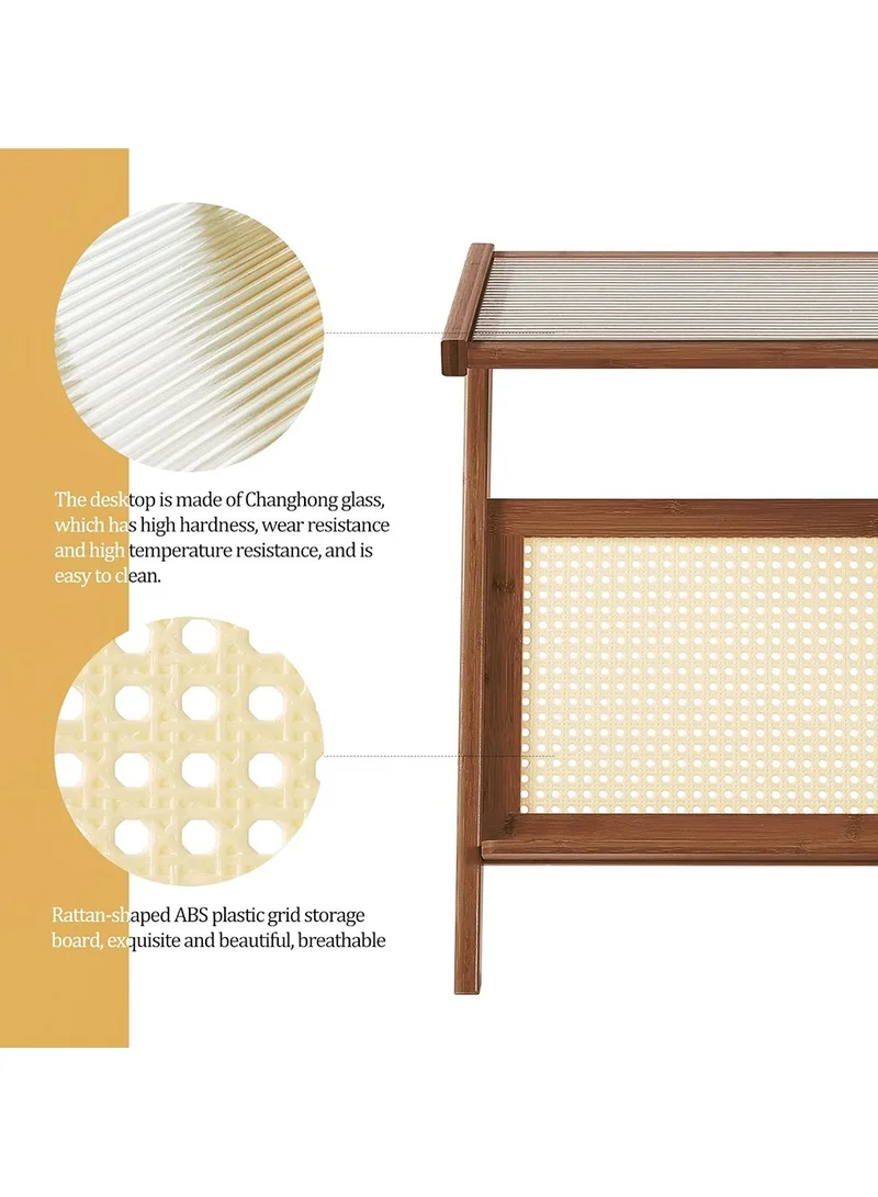 Quesera  Natural Brown Rattan and woodside table by Quesera  | Best Price UAE