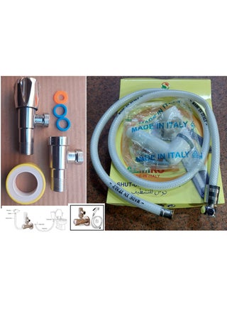 2-piece stainless steel 2-way water valve with complete Italian white bidet