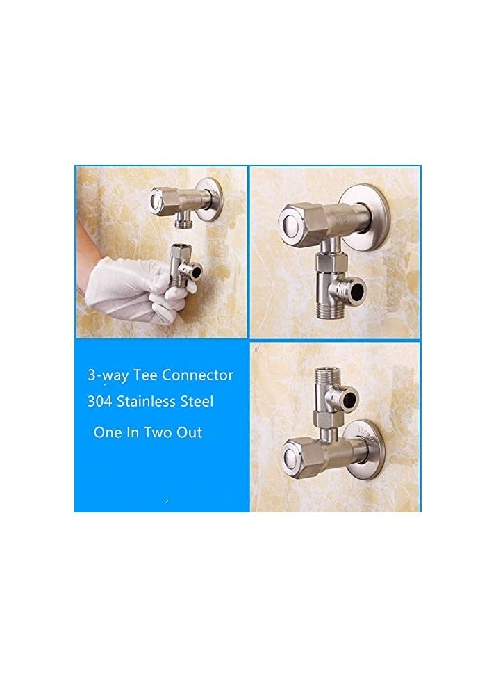Shams Corner valve with 2 water outlets, made of stainless steel, made of two pieces and Teflon, with a complete bidet. - Image 5