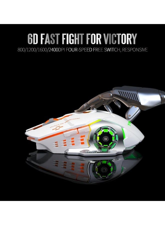 Q13 Silent Wireless Three Mode Mouse，Bluetooth/2.4G Wireless Gaming Mouse,for Gaming/Work, Computer Mice with USB Receiver，7-Color Backlight, 6 ons，Black - Image 3