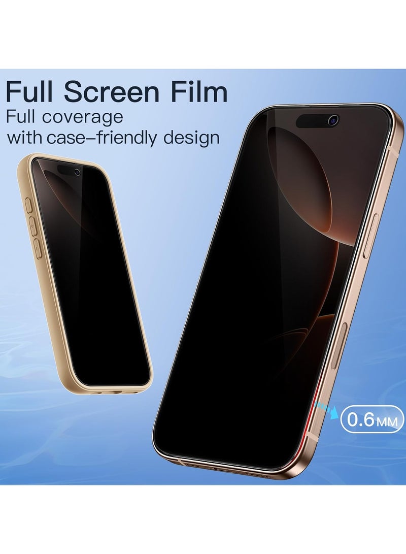 3 Pack iPhone 16 Pro Max Privacy Screen Protector,Support Fingerprint Unlock Screen Protector for iPhone 16 Pro Max ,High hardness Tempered Glass Film,Anti-Scratch Case Friendly