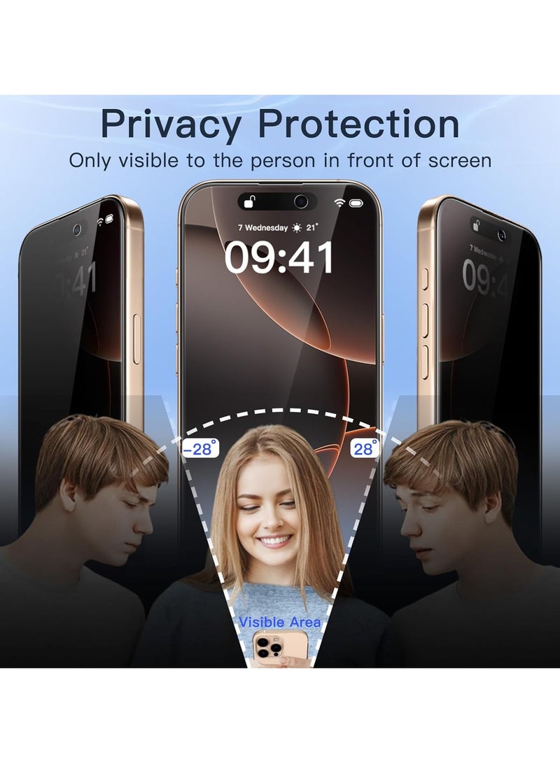 3 Pack iPhone 16 Pro Max Privacy Screen Protector,Support Fingerprint Unlock Screen Protector for iPhone 16 Pro Max ,High hardness Tempered Glass Film,Anti-Scratch Case Friendly - Image 3