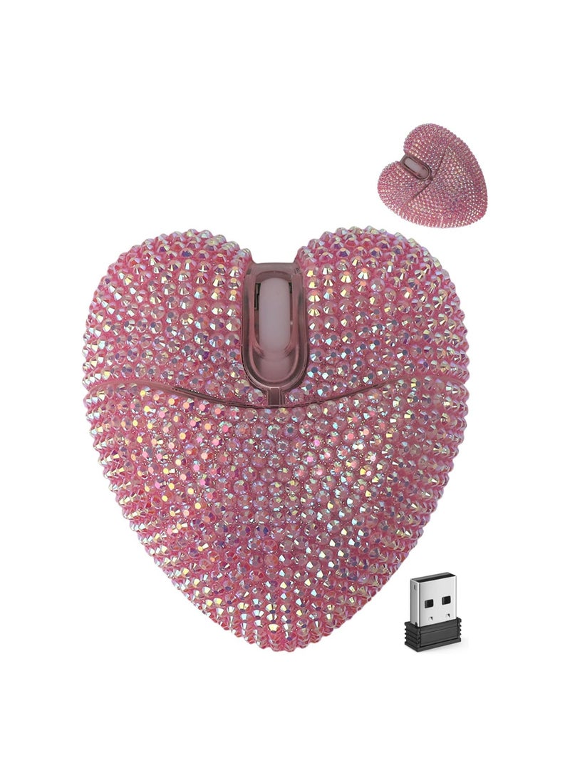 general Wireless Bluetooth Mouse, Cute Pink Heart Shiny LED Lights Mute Portable Lightweight USB Optical Wireless Dual Mode Mouse for PC Laptop Tablet PC, Kids Girls Ladies Gift - Image 1