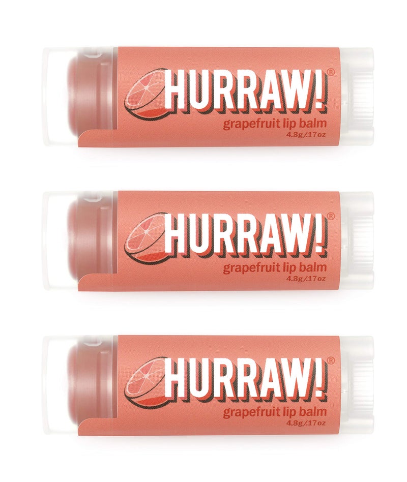 Hurraw! Grapefruit Lip Balm, 3 Pack: Organic, Certified Vegan, Cruelty and Gluten Free. Non-GMO, 100% Natural Ingredients. Bee, Shea, Soy and Palm Free. Made in USA - Image 1