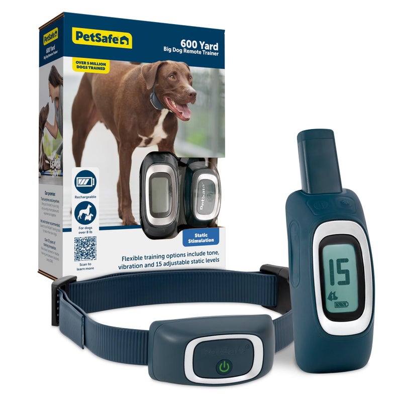 PetSafe 600 Yard Remote Training Collar Choose from Tone Vibration or 15 Levels of Static Stimulation Medium Range Option for Training Off Leash Dogs Waterproof and Durable Rechargeable