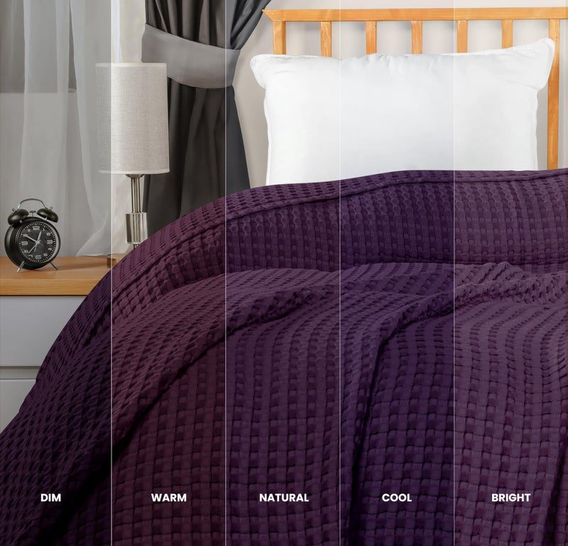 Utopia Bedding Plum 100% Cotton Waffle Blanket 300 GSM [Queen - 90x90 Inch] Soft Lightweight Breathable Bed Blanket for All Season - Image 5
