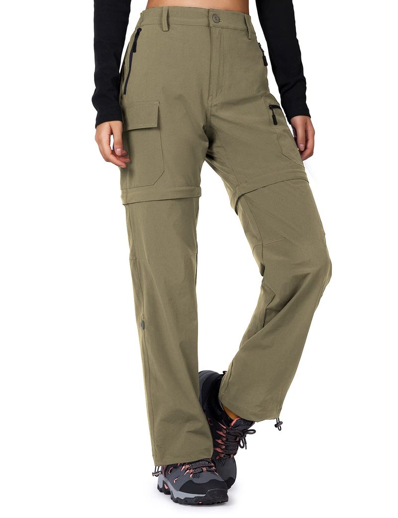 Cycorld Women's-Hiking-Pants-Convertible Quick-Dry-Stretch-Lightweight Zip-Off Outdoor Pants with 5 Deep Pockets (Khaki, Medium) - Image 1