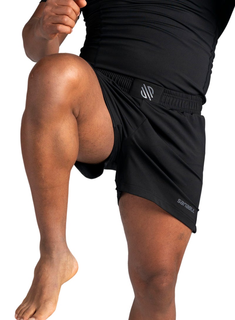 Sanabul  Sanabul Model Zero 5 Fight MMA Shorts for Men, BLACKCHARCOAL LARGE  | Boxing Fight Grappling Muay Thai Kickboxing Jiu Jitsu Bjj Shorts - Image 3
