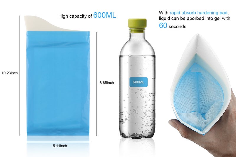 GGBuy Disposable Urine Bags Camping Pee Bags for Travel Urinal Toilet Super Absorbent Traffic Jam Emergency Portable Urine Bag Pee Bags Car Toilet for Men Women Children Brief Relief, 10 Pieces - Image 5