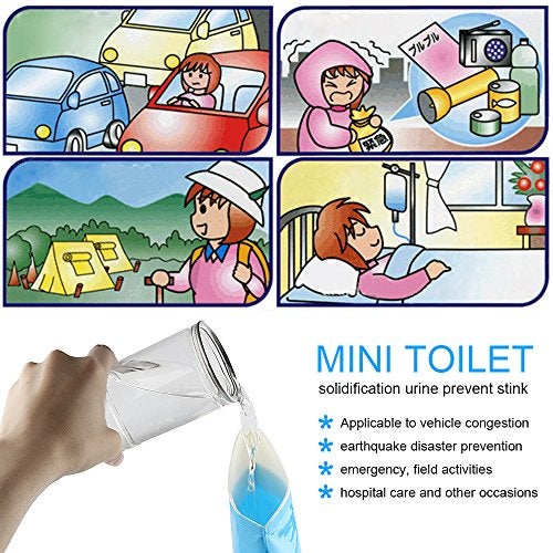 GGBuy Disposable Urine Bags Camping Pee Bags for Travel Urinal Toilet Super Absorbent Traffic Jam Emergency Portable Urine Bag Pee Bags Car Toilet for Men Women Children Brief Relief, 10 Pieces - Image 2
