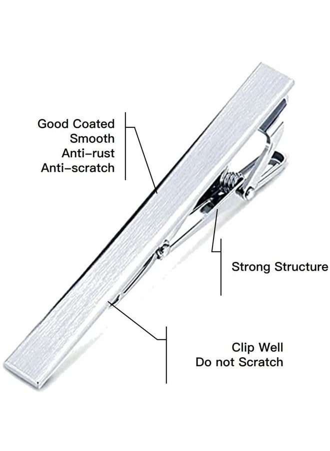 MOZETO Tie Clip 4Pcs Silver Tie Bar Set For Regular Ties Business Style Tie Clips For Men - Image 3