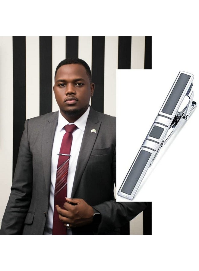 MOZETO Tie Clip 4Pcs Silver Tie Bar Set For Regular Ties Business Style Tie Clips For Men - Image 4