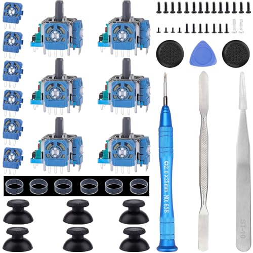 IKPEK 6 Pack Analog 3D Joysticks Replacement for PS5 Controller, Joysticks Part with Repair Screwdriver Kit for Playstation 5 DualSense Controller - Image 1