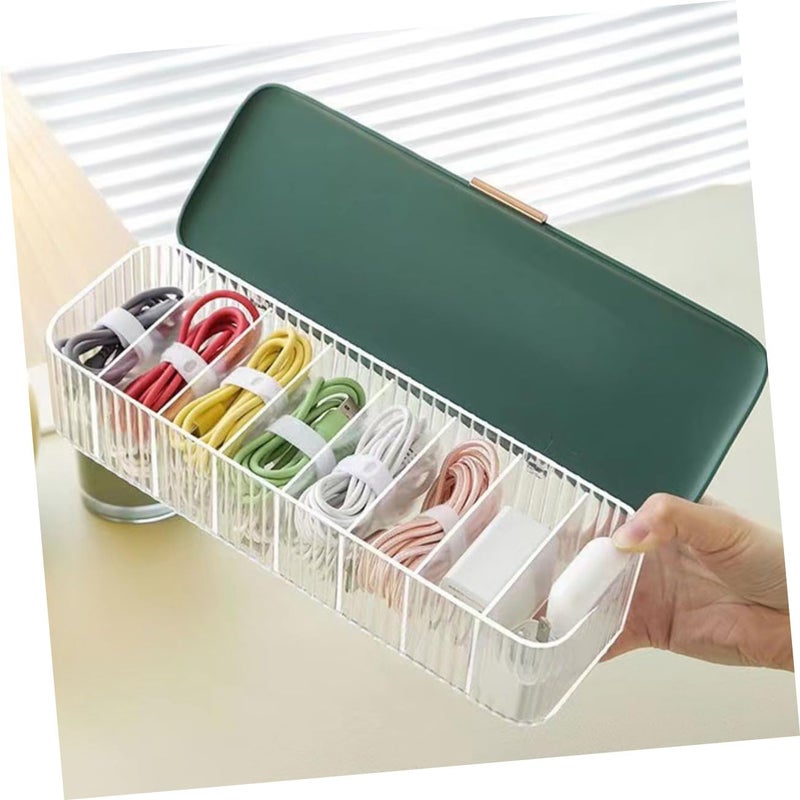 Compact Portable Desktop Wire Organizer Box Cover For Cords Cables And Chargers Multiple Compartments Easy Sorting For Home Office Travel - Image 5