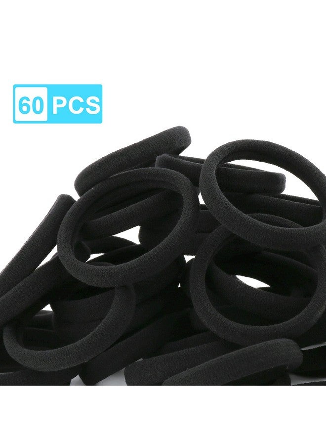 BAOLI 60PCS Black Large Hair ties, Cotton Hair Bands, Seamless Hair Ponytail Holders,by NineTong - Image 3