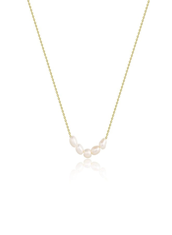 Kyerlyn Dainty Pearl Pendant Necklaces for Women 14K Gold Plated Handmade Layered Pearl Chain Necklace Delicate Layered Freshwater Pearl Necklace Everyday Jewelry Gift, Brass, Pearl - Image 1