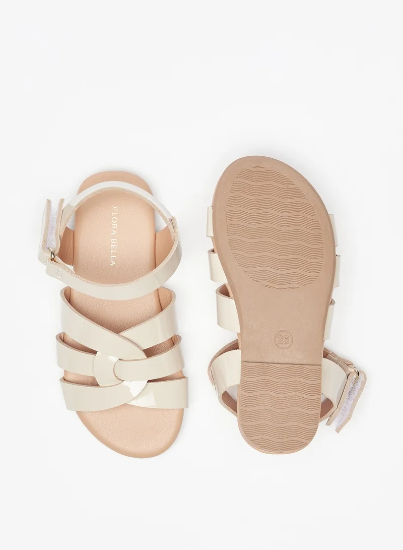 Flora Bella By Shoexpress Girls Strappy Sandals with Hook and Loop Closure