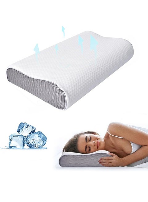 Contour Pillow Cervical Memory Foam Pillow Bed Sleep Pillow Orthopedic Neck Support Pillow with 2 Adjustable Height Washable Cover Ergonomic Pillow for Side Back Stomach Sleepers Shoulder Pain Relief