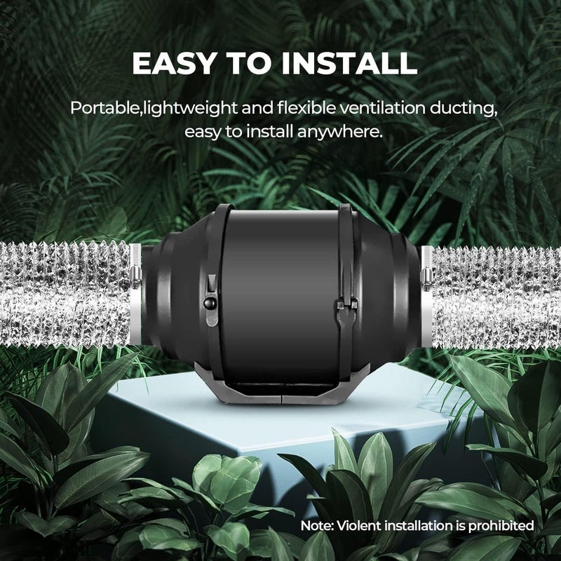 Simple Deluxe 4 Inch 8 Feet Ducting, Non-Insulated Flex Air Aluminum Ducting Hose, Drying And Exhaust For Hvac Ventilation, 2 Clamps Included, Silver - Image 5