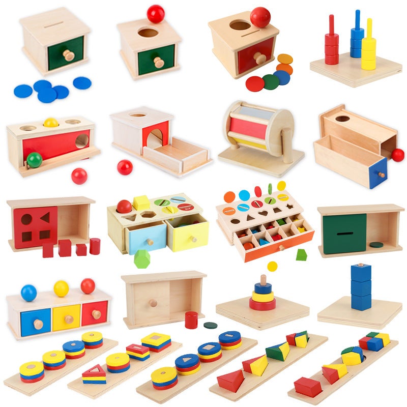 Montessori Teaching Aids Children'S Wooden Toys 1-3 Years Old Early Education Educational Learning Box Gift Coin Drawer Game - Image 2