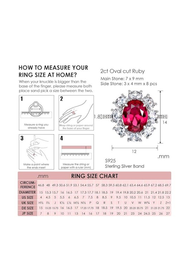 خاتم خطوبة بيضاوي من الياقوت الأحمر والزركونيا المكعبة - تصميم أنيق - Image 4