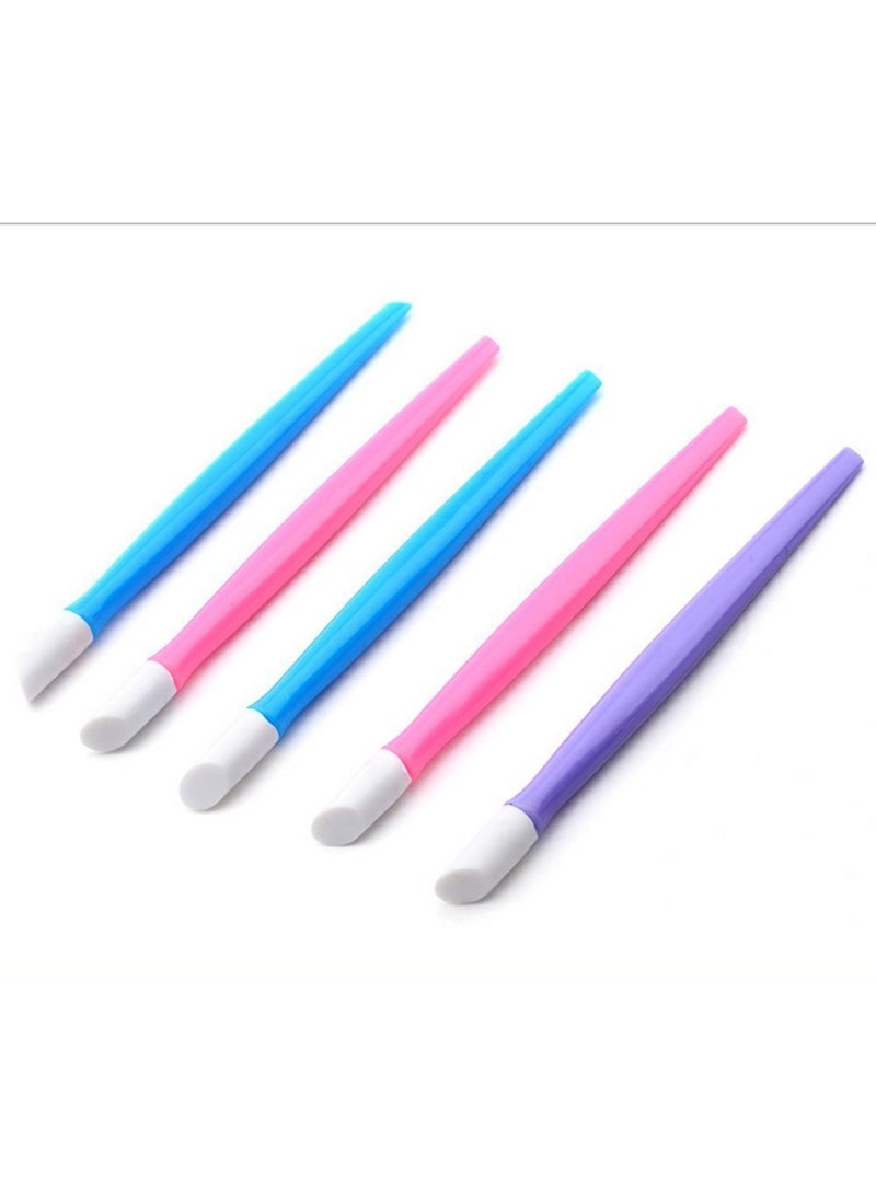 esowemsn 6pcs Professional Plastic Handle Hard Rubber Tipped Nail Art Tool Cuticle Pusher Cleaner(Random Color) 