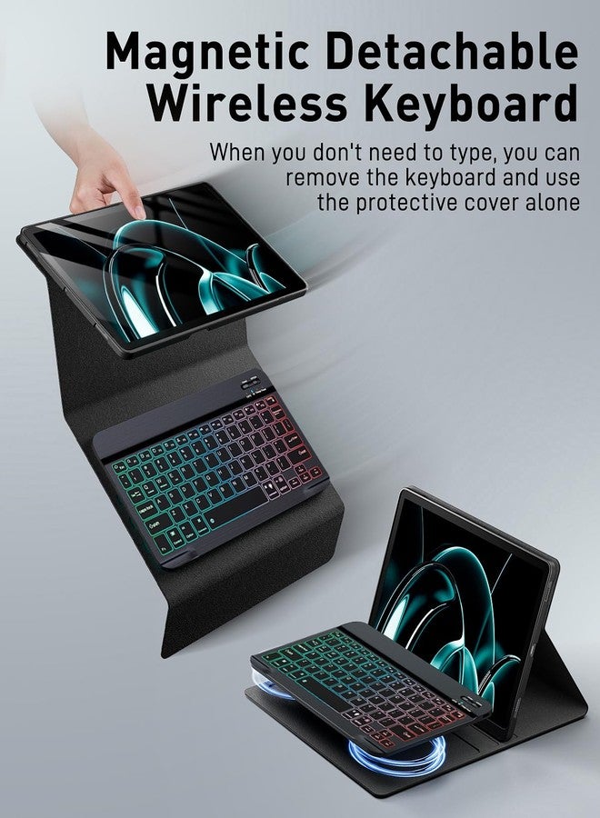 SAMTUNK for Amazon Fire Max 11 Case with Keyboard (13th Generation, 11 inch) - Rainbow Backlit Keyboard Case - Built in Pencil Holder with Mouse - Black - Image 5