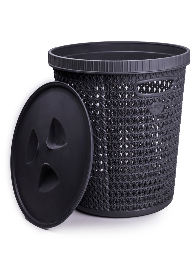 RIO Trash Bin With Automatic Trash Bag Dispenser - Convenient Waste Management Solution With Built-In Liner Box And Free Liner Roll Dark Grey  - Image 1